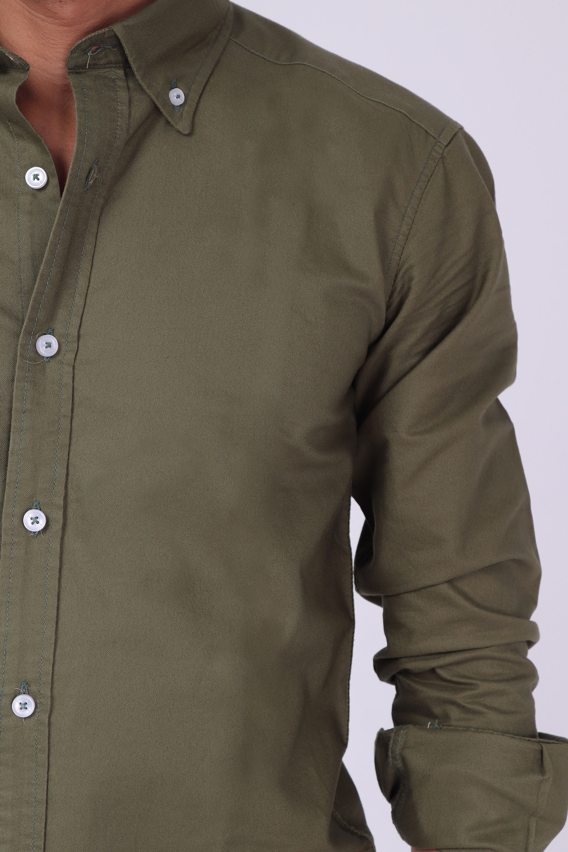 Olive green cheap oxford shirt